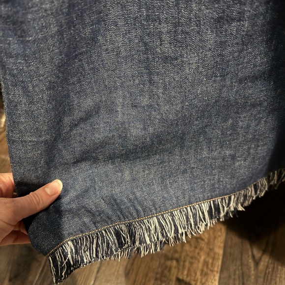 ZIMMERMANN Rhiannon Tie-detailed Frayed Denim Jean Mini Dress Tunic Coverup 0 XS - Picture 7 of 7